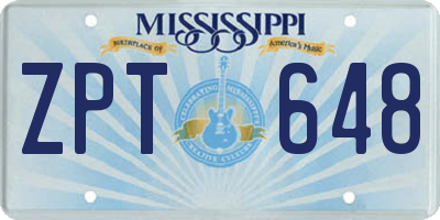 MS license plate ZPT648