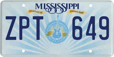 MS license plate ZPT649