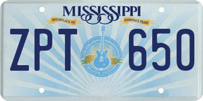 MS license plate ZPT650