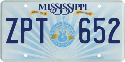 MS license plate ZPT652