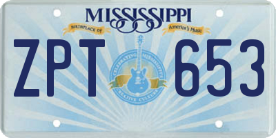 MS license plate ZPT653