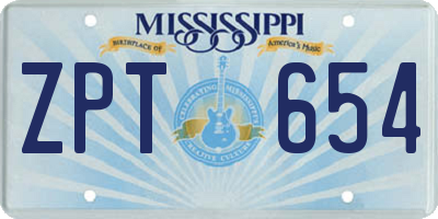 MS license plate ZPT654
