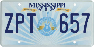 MS license plate ZPT657