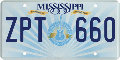 MS license plate ZPT660