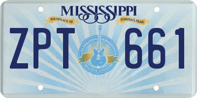 MS license plate ZPT661