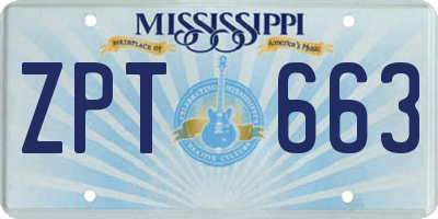 MS license plate ZPT663