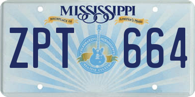 MS license plate ZPT664
