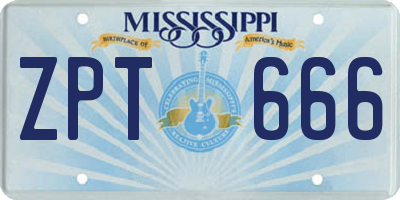 MS license plate ZPT666
