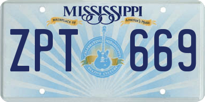 MS license plate ZPT669