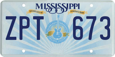 MS license plate ZPT673