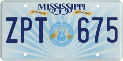 MS license plate ZPT675