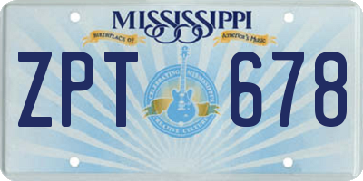 MS license plate ZPT678