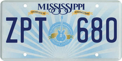 MS license plate ZPT680