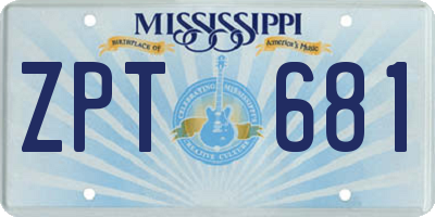 MS license plate ZPT681