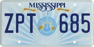 MS license plate ZPT685