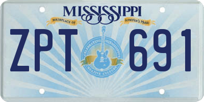 MS license plate ZPT691