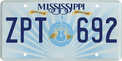 MS license plate ZPT692
