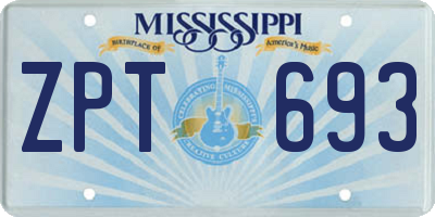 MS license plate ZPT693