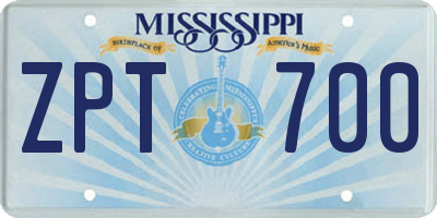 MS license plate ZPT700