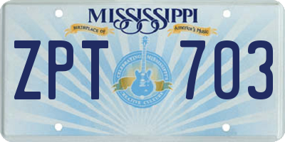 MS license plate ZPT703