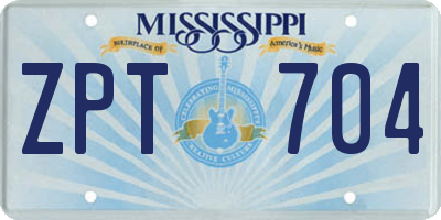 MS license plate ZPT704