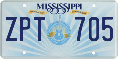 MS license plate ZPT705