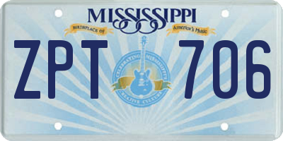 MS license plate ZPT706