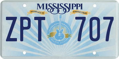 MS license plate ZPT707