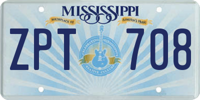 MS license plate ZPT708