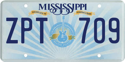 MS license plate ZPT709