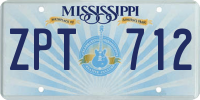 MS license plate ZPT712