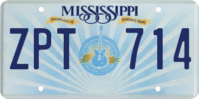 MS license plate ZPT714