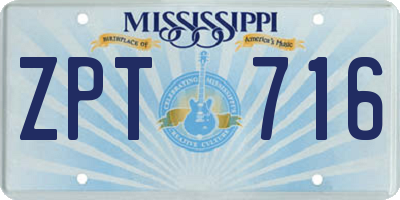 MS license plate ZPT716