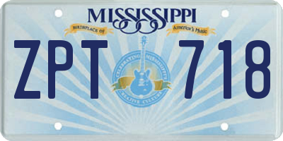 MS license plate ZPT718