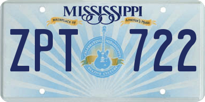 MS license plate ZPT722