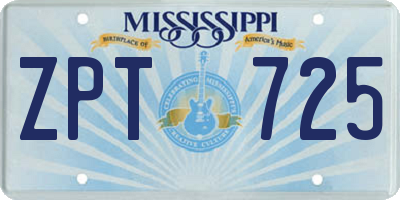 MS license plate ZPT725