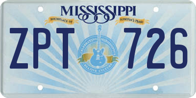 MS license plate ZPT726