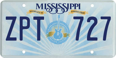 MS license plate ZPT727