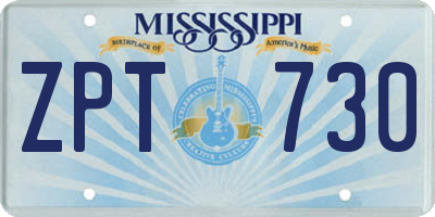 MS license plate ZPT730
