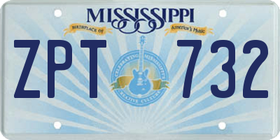 MS license plate ZPT732