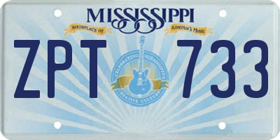 MS license plate ZPT733