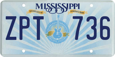 MS license plate ZPT736