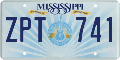 MS license plate ZPT741