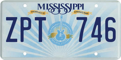MS license plate ZPT746