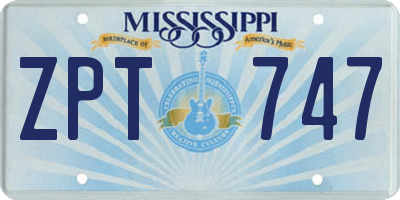 MS license plate ZPT747