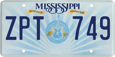 MS license plate ZPT749
