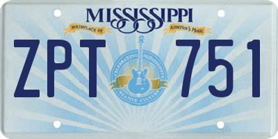 MS license plate ZPT751