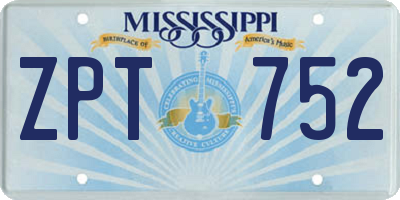 MS license plate ZPT752