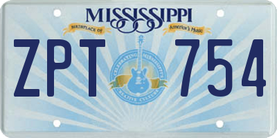 MS license plate ZPT754