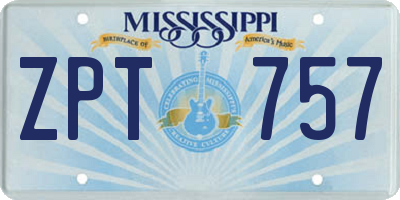 MS license plate ZPT757